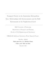 Transport Poverty in the Amsterdam Metropolitan Area: Relationships with Socioeconomics and the Built Environment at the Neighborhood Level