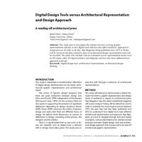 Digital Design Tools versus Architectural Representation and Design Approach