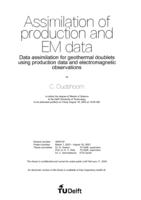 Data assimilation for geothermal doublets using production data and electromagnetic observations