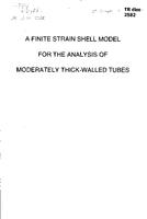 A Finite Strain Shell Model for the Analysis of Moderately Thick-Walled Tubes