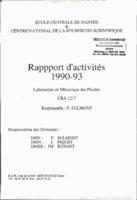 Rapport d’activités 1990-93 - Laboratoire de Mécanique des fluides